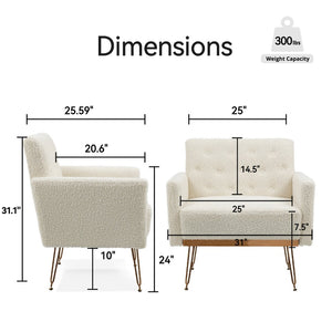 English Elm Teddy Fabric Tufted Accent Chair with Gold Metal Legs for Bedroom or Living Room W2113P392022
