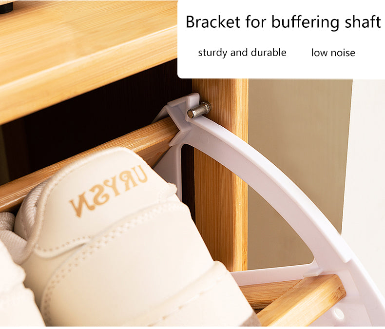 English Elm Shoe Bamboo 3-Drawer Rattan Flip Shoe Cabinet with 8 Hooks, Anti-Tip Entryway Storage Organizer W2641P381049