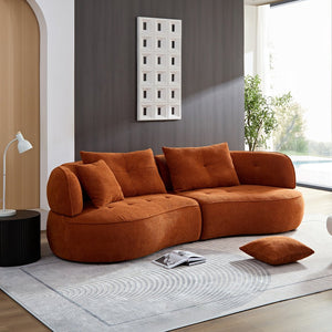 English Elm WKS7O Orange modular sofa with removable pillows, solid wood frame, high-density sponge, seats 4 people W2085S00049