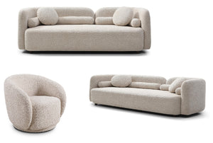 English Elm C32508, Japandi Boucle Sofa Set with Accent Chair Low Profile Cloud Seating W2664S00085