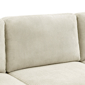 English Elm Prado Plush 97" Wide Sofa & Chaise Sectional with Solid Wood Frame, Corduroy Upholstery Comfort Cream B343S00021