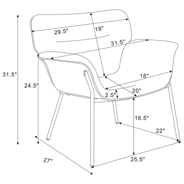English Elm Davina Ivy Upholstered Flared Arm Accent Chair with Plush Upholstery, Sleek Metal Legs, Romantic Style B062P344976