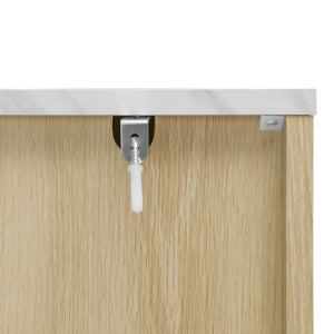 English Elm Fluted 6 Drawers Dresser with LED Lighting, Anti-Tip Safety, Smooth Slides & USB-Controlled Glow W688P194155
