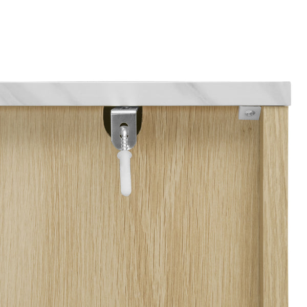 English Elm Fluted 6 Drawers Dresser with LED Lighting, Anti-Tip Safety, Smooth Slides & USB-Controlled Glow W688P194155