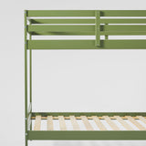 Simple Solid Wood Twin Over Twin Bunk Bed Olive Green SOPB3HOGWP Walker Edison