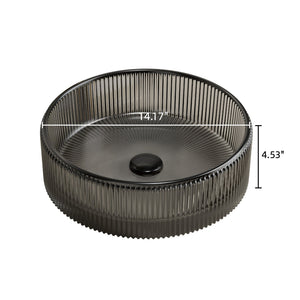 English Elm SONNY 14'' Round Crystal Glass Bathroom Vessel Sink, Durable Easy-Clean Design, Splash-Resistant Black W2615P318239