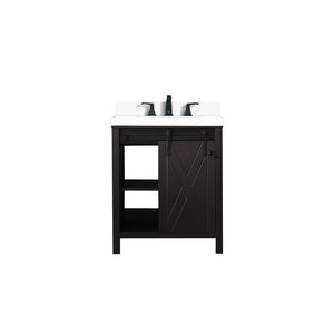 English Elm Brown Bath Vanity With White Quartz Countertop & Faucet Set - Stylish Storage, Soft-Close Design! B2731P260103