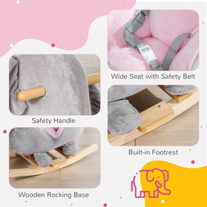English Elm Qaba Plush Elephant Toddler Rocker with Steel Frame Wooden Base and Sound Effects W2225P200850