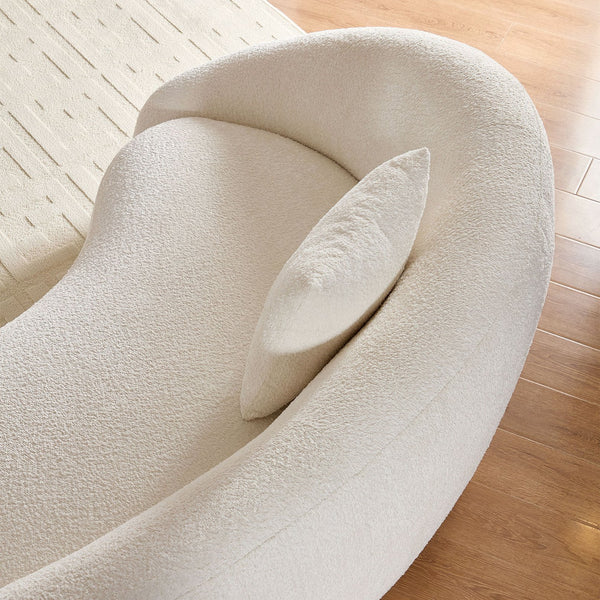 English Elm 125.98" Modern Curved Sofa with Oversized Love Heart Back, Plush Deep Seats for Cozy Entertaining White W876S00305