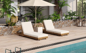 English Elm Christopher Knight Home® - Outdoor Chaise Lounge Chair Crafted from Acacia Solid Wood with 6-Position Recline, Breathable Slat Design for Poolside Comfort and Durable Weather Resistance Teak N770P281696T