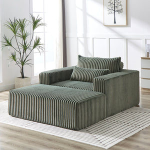 English Elm 75-Inch Corduroy Sponge Lounge Chair With Footrest – No Assembly, Plush Sleeper For Living Rooms & Bedrooms W834P206095