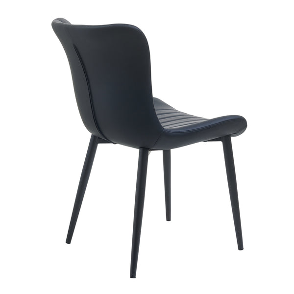 English Elm Set of 2 Dining Chairs with Thick Cushions and PU Leather Upholstery — Modern Sturdy Iron Frames for Home & Restaurant Seating Black N842P300557B