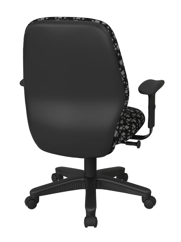 OSP Home Furnishings Mid Back Ergonomic Manager Chair with Synchro Tilt Lumbar Support and Padded Arms Domino 3121-K107