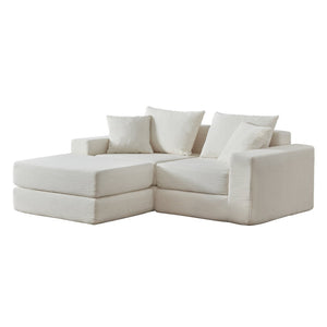 English Elm Modular Cloud Sectional Corduroy Sofa Deep Seat Comfort for Flexible Living Spaces White W3396P435274
