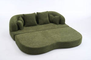 English Elm (old Sku W2231p392100) Chenille Sleeper Sofa Foldable Convertible Loveseat with Four Pillows Green W2231P466737