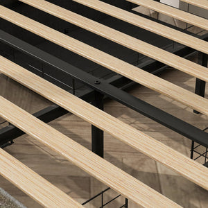 English Elm Queen Upholstered Bed Frame with Headboard, USB Charging, RGB LED Lights & 4 Storage Drawers, Dark Gray W1960P175566