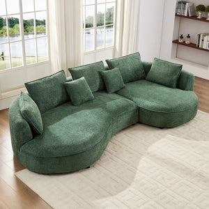 English Elm Oversized Boucle Sectional Sofa with Right Chaise Cloud Curved 5 Seat Living Room W876S00319