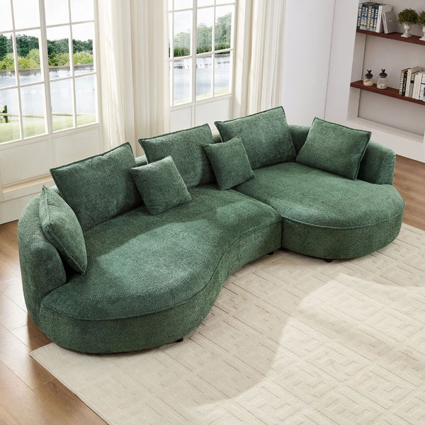 English Elm Oversized Boucle Sectional Sofa with Right Chaise Cloud Curved 5 Seat Living Room W876S00319
