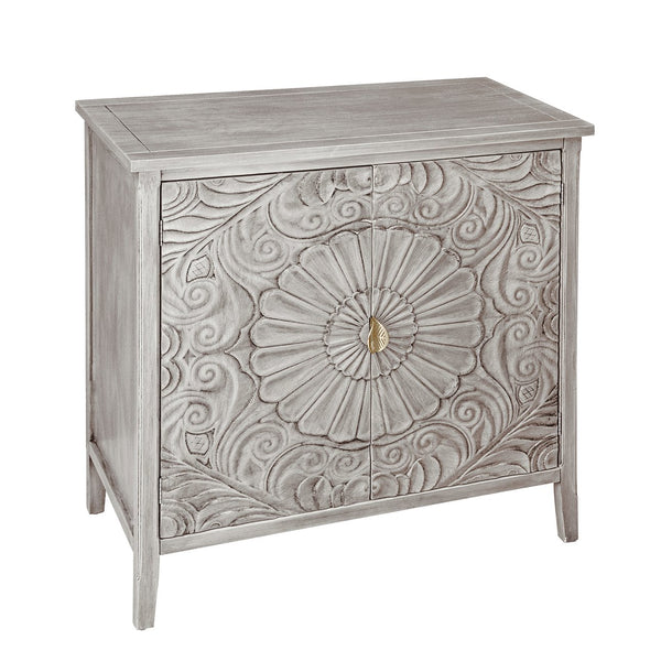 English Elm 2 Door Cabinet with Gold Pattern Handles, Anti-Dump Safety, Non-Slip Feet, Stylish Bedroom Accent (36.23x17.92x10.44) W688P143784