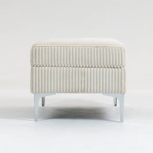 English Elm Modular Corduroy Storage Ottoman with Reversible Lid and Steel Legs — Compact Foam Seat, 250 lb Capacity Beige W3098P257003