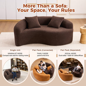 English Elm LY-042 Ergonomic Dual-Depth Loveseat Sofa, Brown Chenille, Zen Modular Design, 400 lb Capacity W2231P329732