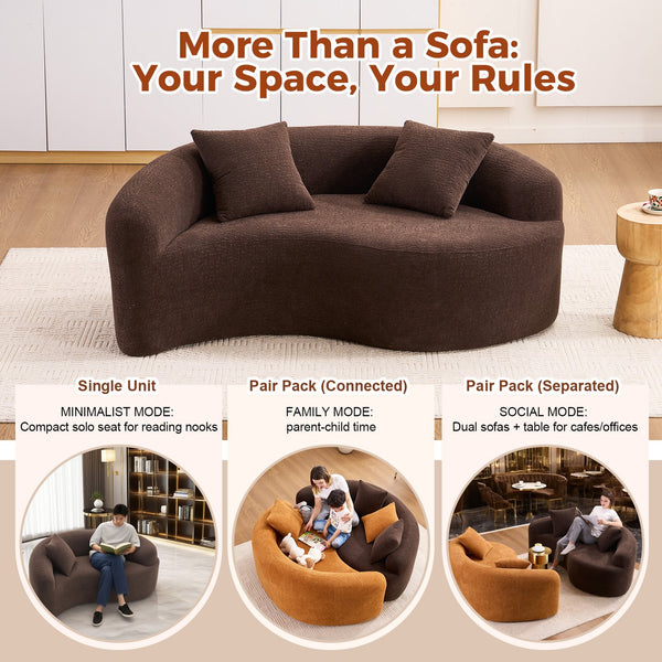 English Elm LY-042 Ergonomic Dual-Depth Loveseat Sofa, Brown Chenille, Zen Modular Design, 400 lb Capacity W2231P329732