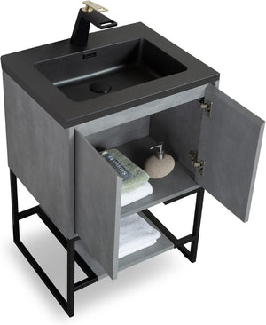 English Elm 36'' Floating Bathroom Vanity Base with Stainless Steel Legs Modern Cabinet Storage Grey W1920P254034