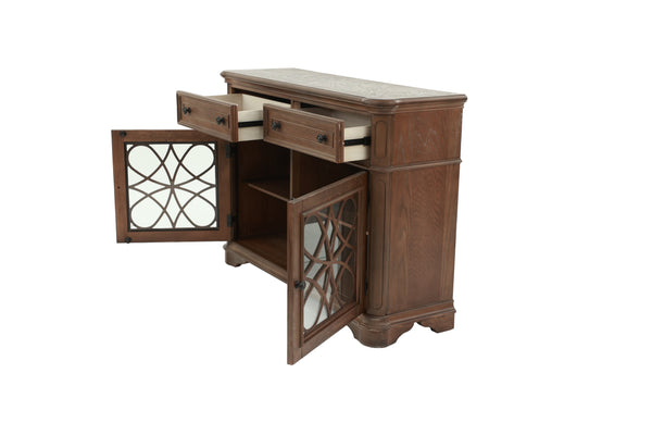 English Elm Traditional Elegant Server with Spacious Drawers and Cabinet Storage for Dining Room Organization and Style Oak 27 L x 44 W x 59 H B011P395600