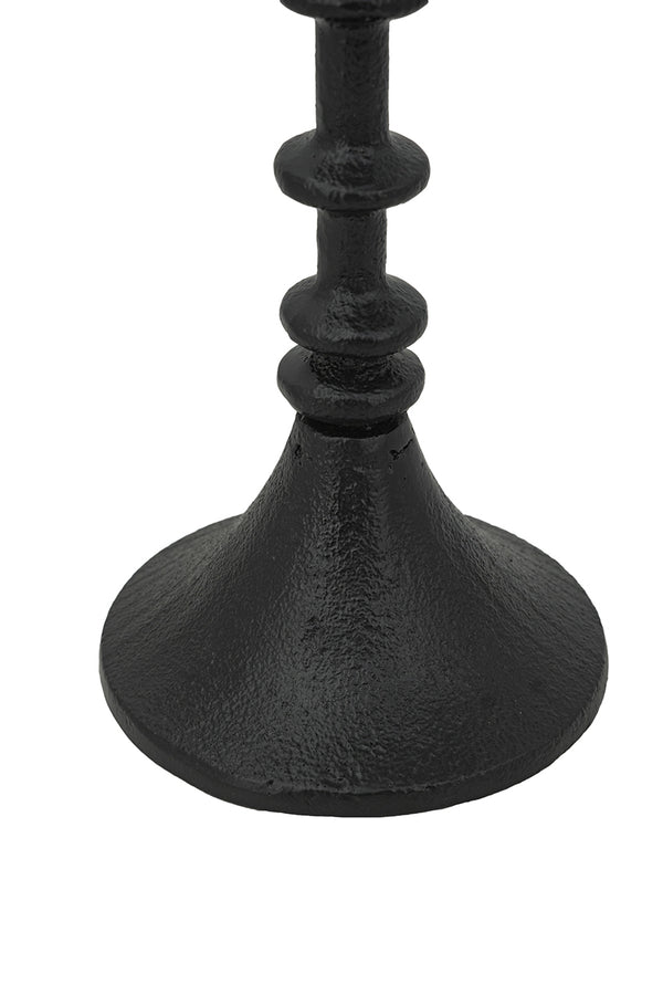 English Elm D4x11" Decorative Black Iron Candle Holder with Spindle Design — Tall Farmhouse Accent for Pillars & Tapers, Warm Ambient Glow for Living Room W2078P407018