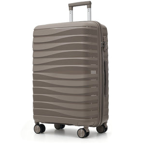English Elm Premium Polypropylene Hard Shell Luggage Set Three Piece with Tsa Locks Spinner Wheels Light Brown N726P460073A