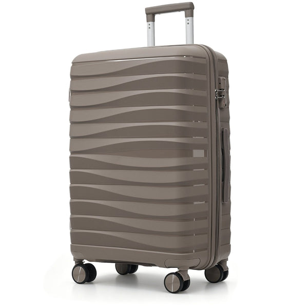English Elm Premium Polypropylene Hard Shell Luggage Set Three Piece with Tsa Locks Spinner Wheels Light Brown N726P460073A