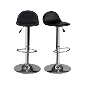 English Elm Adjustable Black PU Bar Stools Set of 2 – Chrome Base, Footrest, Height Adjustable Contemporary Seating SR011552