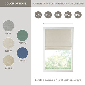 English Elm Printed Faux Silk Room Darkening Cordless Roman Shade with Thermal Foam Backing, OEKO-TEX Certified Elegance Ivory 6.36 L x 11.42 W x 7.48 H B03598304