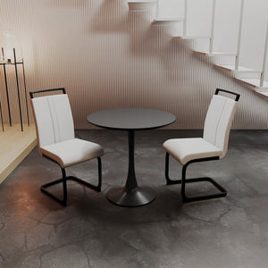 English Elm 31.5" Modern Black Tulip Dining Table Set With 2 White Chairs - Perfect For Small Spaces & Comfort W2189S00637