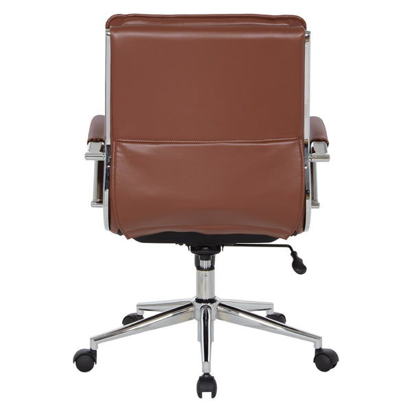 OSP Home Furnishings Mid Back Faux Leather Manager Chair with Lumbar Support and Pneumatic Height Adjust SPX23591C-U41