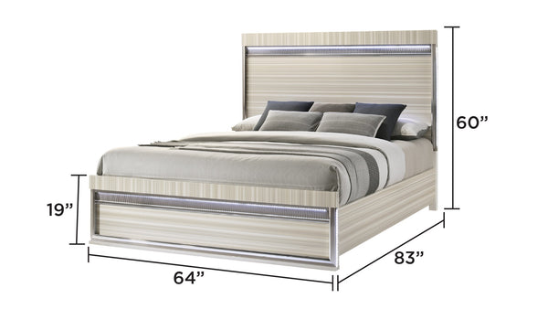 English Elm Leonor Queen Platform Bed with Led Lighting Tall Panel Headboard Modern Gray B009S02299