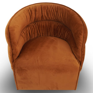 English Elm Ashcroft Furniture - Walden Mid-Century Swivel Chair Velvet Upholstery with Integrated Armrests, Fully Assembled Elegance Burnt Orange B183P281192