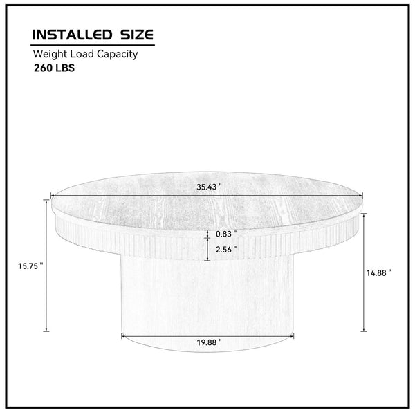 English Elm 35.04''fiberglass Round Coffee Table Faux Marble Finish Low Profile Modern Living Room W2582S00190