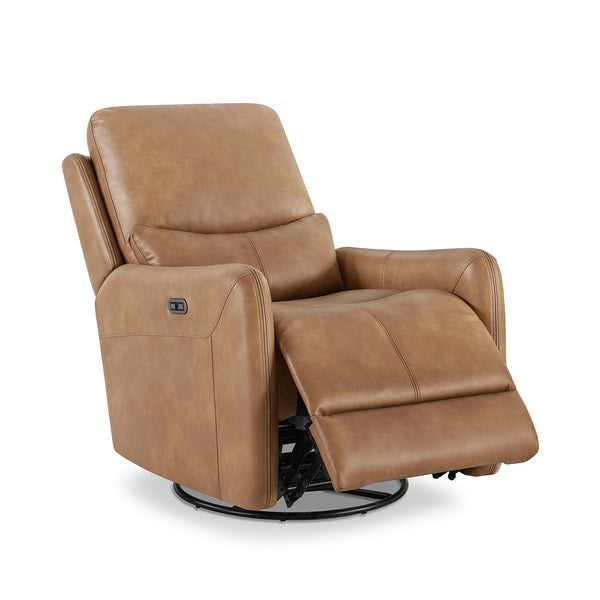 English Elm Jennifer Taylor Home - Dublin 30" Swivel Power Recliner Arm Chair in Saddle Faux Leather with 360° Base and Plush Foam Support Brown B2719P328580
