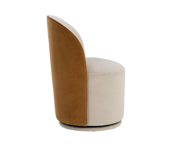Sunpan CAVOLI Swivel Dining Chair - Modern Elegance in Effie Linen with Smooth Swivel Base for Comfort Taupe 109915V