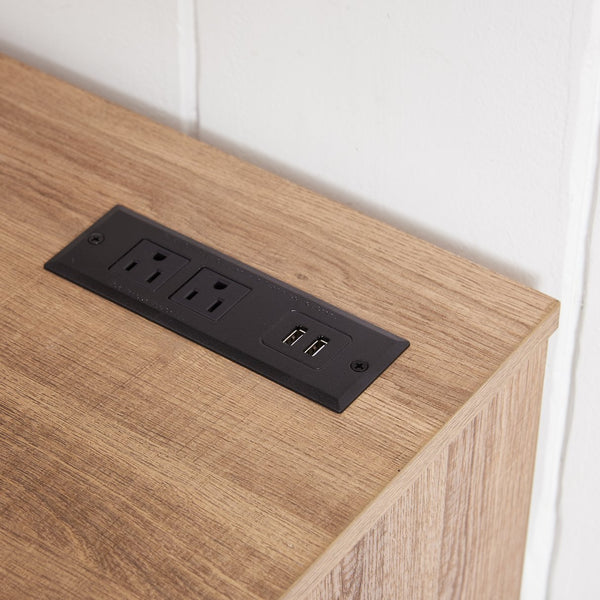 English Elm TV LED Fireplace TV Stand with Bluetooth LED Lights, Remote, USB Charging & Ample Storage, 58" Oak W2275P257558