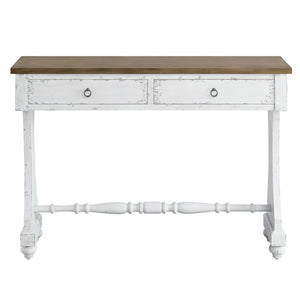 English Elm Carminda Antique White Console Table with 2 Drawers, French Front, KD Design, 70lb Top Capacity B2726P272316