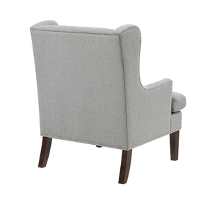 English Elm 1Pc Accent Chair With Foam Cushion, Gray Fabric Upholstery & Nailhead Trim For Stylish Living Spaces B011P287705