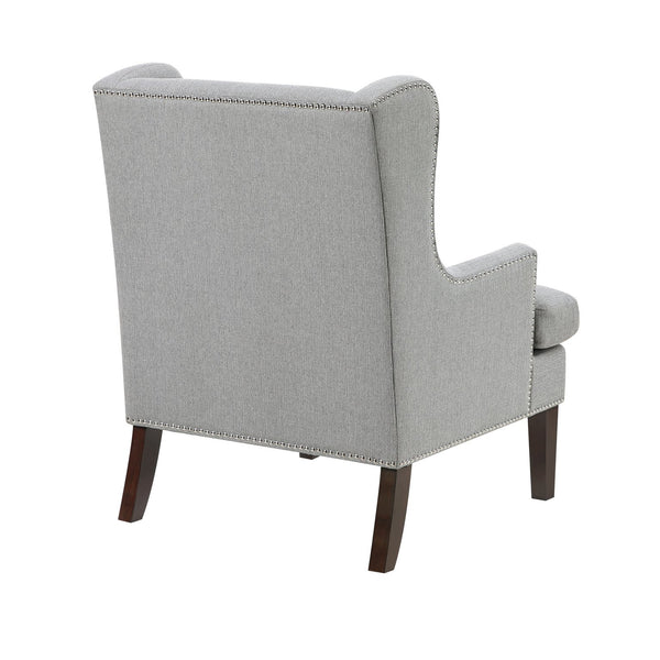 English Elm 1Pc Accent Chair With Foam Cushion, Gray Fabric Upholstery & Nailhead Trim For Stylish Living Spaces B011P287705
