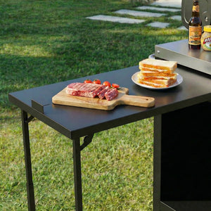 English Elm K&k Stainless Steel Outdoor Kitchen Island with Fold Out Prep Surface for Kamado Grills N707S000023B