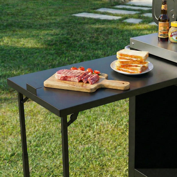 English Elm K&k Stainless Steel Outdoor Kitchen Island with Fold Out Prep Surface for Kamado Grills N707S000023B