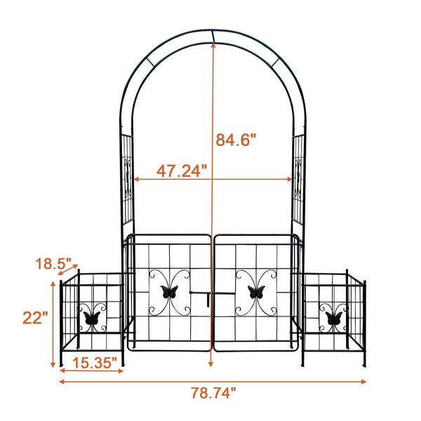 English Elm Garden Arch Arbor Trellis With Gate - Durable Metal Design For Climbing Plants, Weddings & Patios W840P321539