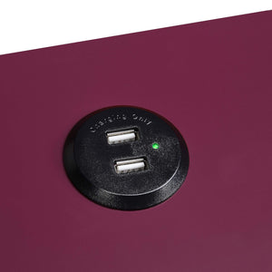 English Elm Accent table with USB power dock, wood top and X-frame legs, pullout drawer for tidy storage and display pieces Black+Burgundy B016P311140