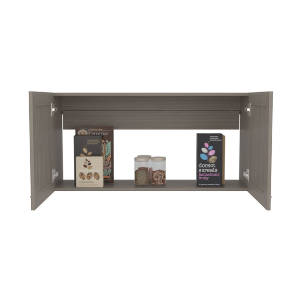 English Elm Zurich Wall Cabinet Double Door Wide with One Shelf, Light Gray MDF, Space-Saving Bardolino Finish B200P335340