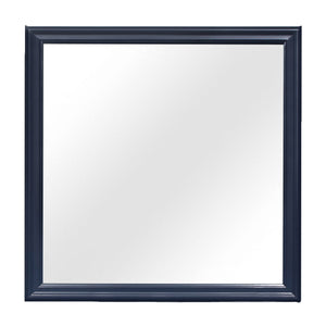 English Elm CHARLSTON Tempered Glass Wall Mirror with Elegant Painted Frame, Large Scale Reflection for Rooms Blue 42.52 L x 40.94 W x 2.36 H B201P215705